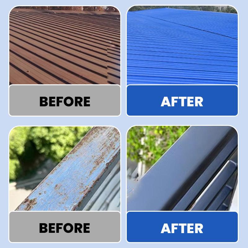 Arenzza weatherproof rust converter paint for metal, shown on a metal surface with a smooth, even coat, ideal for DIY metal restoration projects.