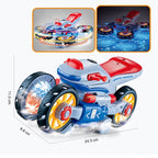 Arenzza electric police toy car for kids featuring universal deformation design, colorful and fun for children’s play and gifts.