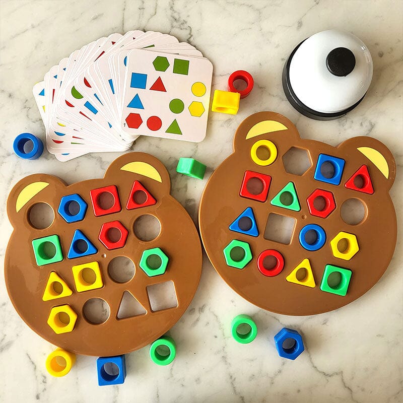 Arenzza Christmas Shape Matching Game for kids, featuring colorful cards with various holiday-themed shapes for fun learning.