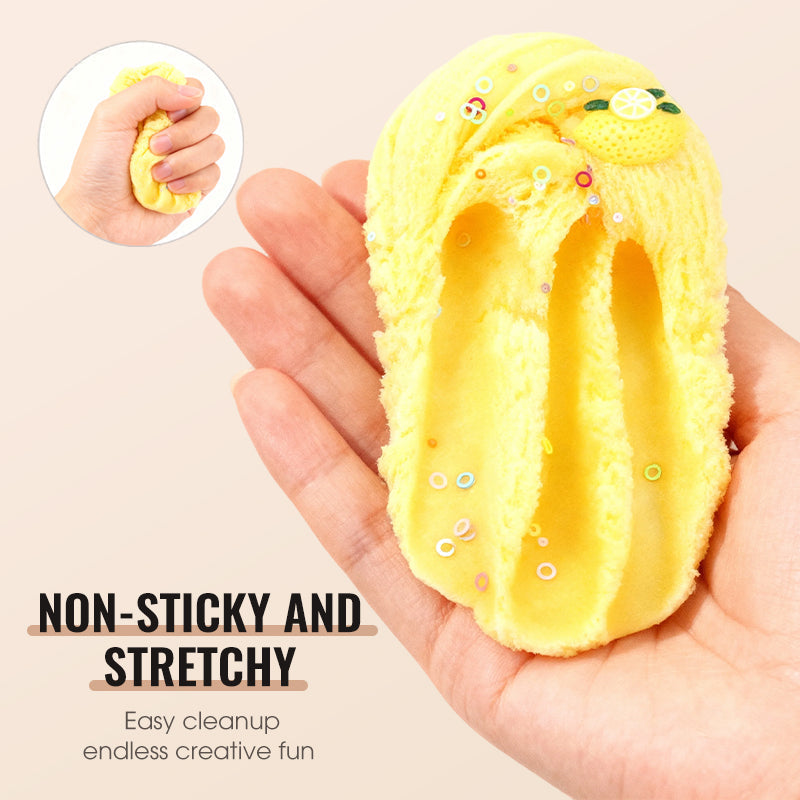 Arenzza fluffy cloud slime with colorful charms, soft, non-sticky toy for kids, perfect for fun and sensory play.