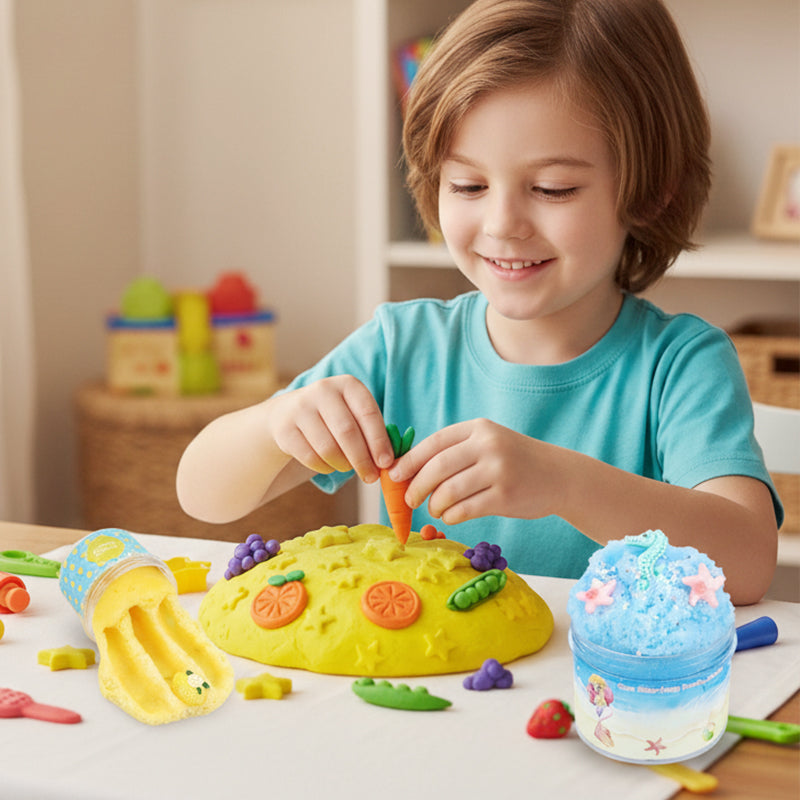Arenzza fluffy cloud slime with colorful cute charms, soft, non-sticky toy perfect for kids and sensory play.