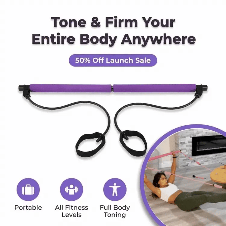 Aarenza Levante™ all-in-one home fitness and toning system with resistance bands, handles, and adjustable components for full-body workouts.
