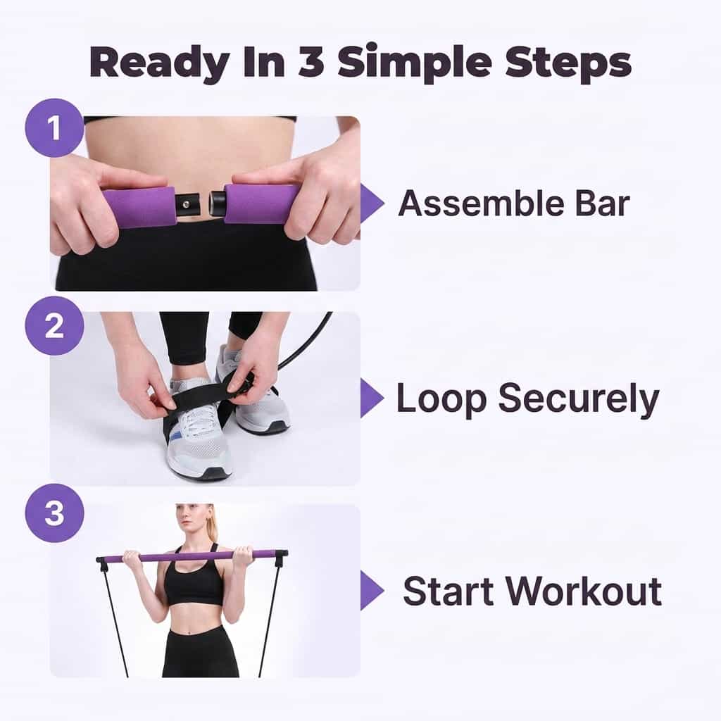 Arenzza Levante™ all-in-one home fitness and toning system with three-step workout setup and exercise accessories.