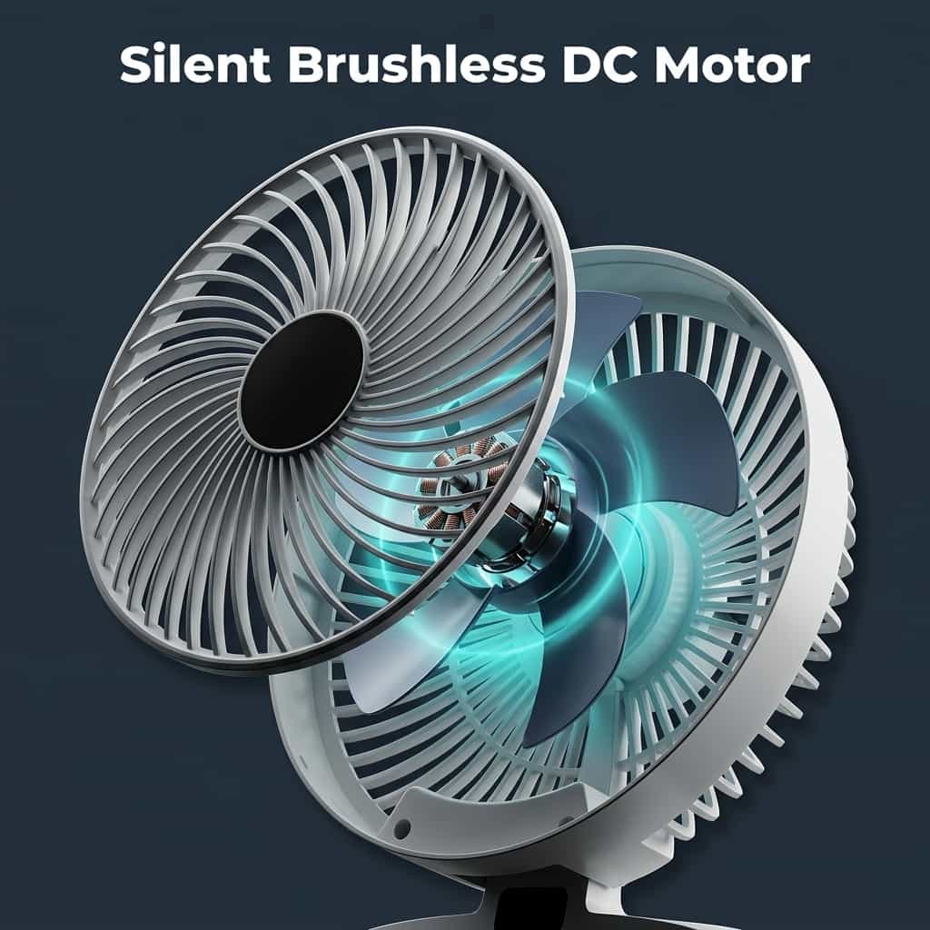 Arenzza EasyBreeze™ portable cooling device with built-in night light, compact design, and quiet operation for personal comfort.