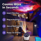 Arenzza HD Galaxy Star Projector displaying star patterns on a wall, designed for silent operation to create a calming sleep environment.