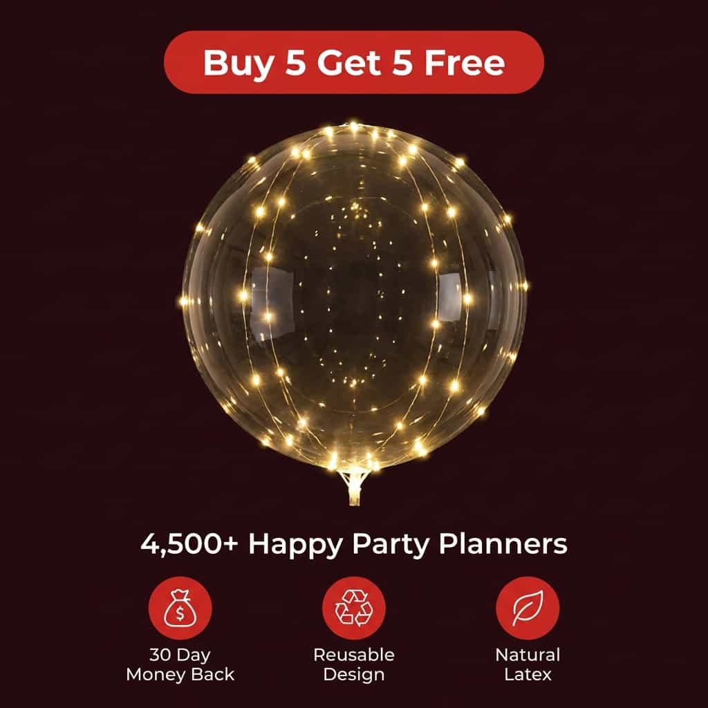 Arenzza LED decorative party balloons in various colors, glowing softly for celebration and festive events.