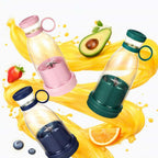 Arenzza portable travel blender blending ice and fruit in a compact, lightweight design ideal for on-the-go smoothies.