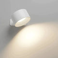 Aarenza wireless magnetic wall lamp in white with a sleek design, featuring 360° rotating light for adjustable illumination.