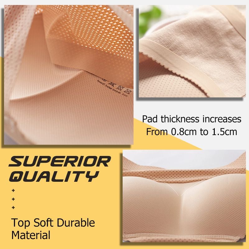 A pair of Arenzza women’s pull-up padding panties in black and nude, casual underwear with comfortable fit, shown in the image.