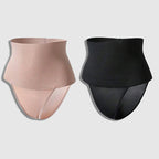 A woman wearing Arenzza high waist flat belly shaping slimming panties, showcasing the smooth, seamless fit and tummy control design.