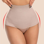 A woman wearing Arenzza high waist flat belly shaping slimming panties, showcasing the smooth, form-fitting design and comfortable fit.