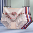 A pair of high waist lace embroidered women's underwear from Arenzza, featuring delicate floral lace design and comfortable fit.