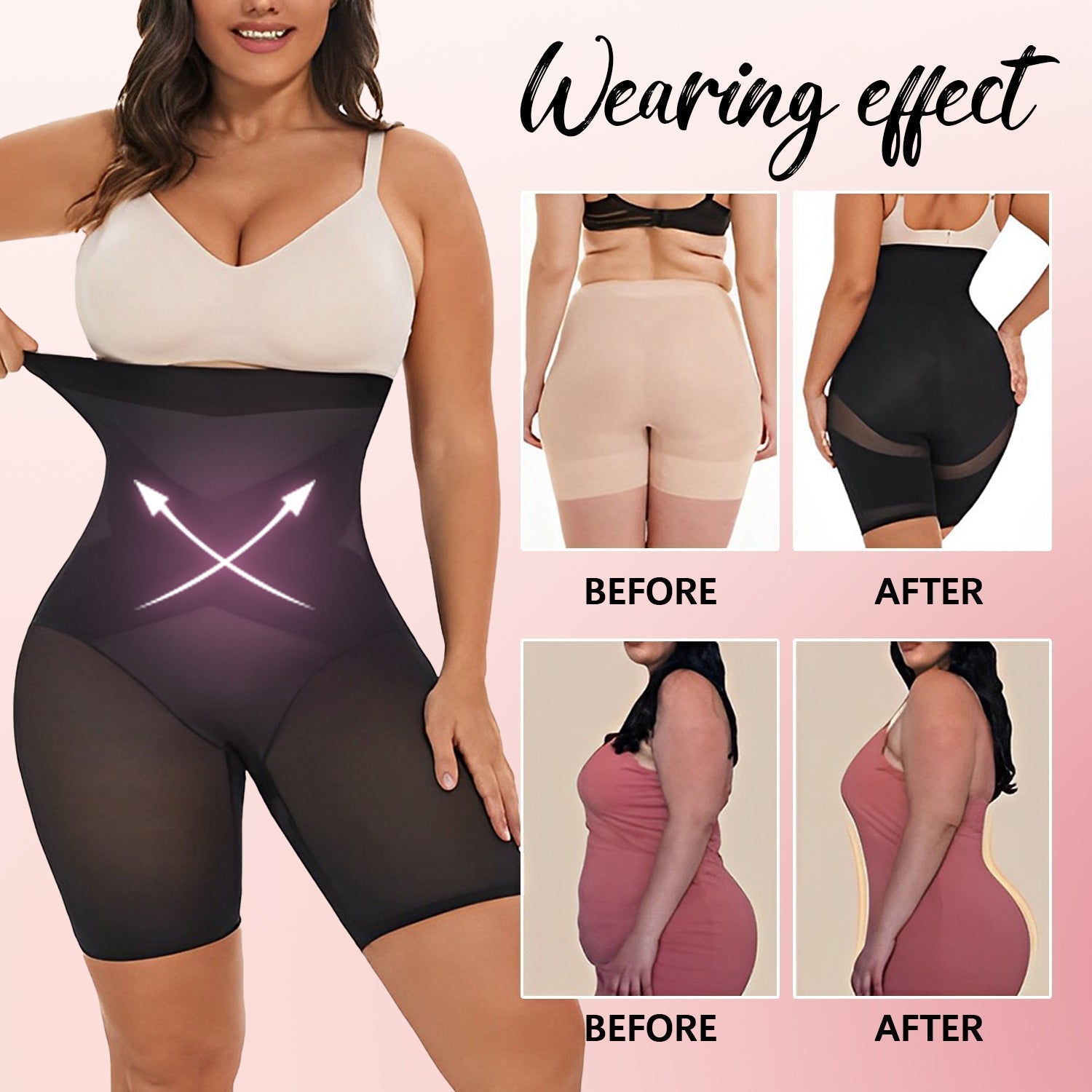 Aarenza women's high-waisted compression shapewear underwear in black, designed for waist shaping and support.