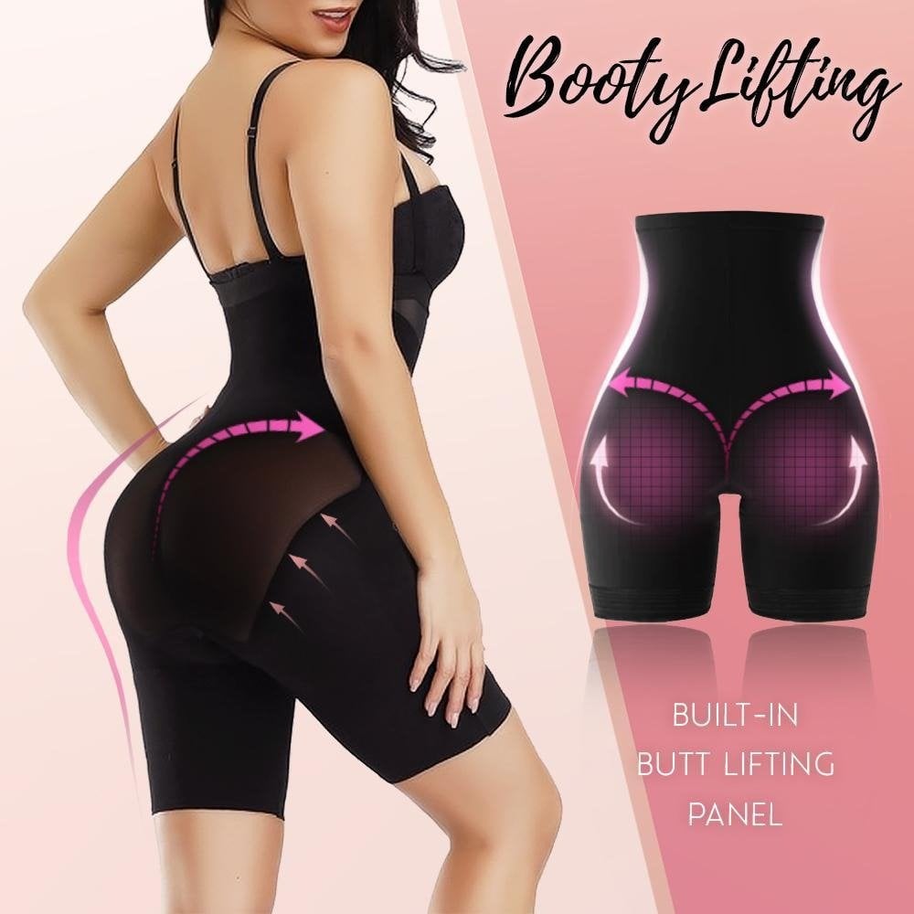 Aarenza women's high-waisted cross compression shaper underwear in black, designed for slimming and support.