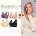 Aarenza senior front closure cotton bras, set of three, comfortable women's underwear with supportive design and breathable fabric.