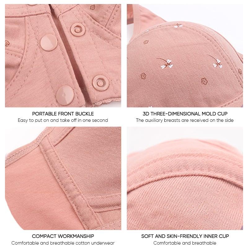Three packs of Arenzza senior front closure cotton bras for women, showing soft cotton fabric and supportive design.