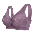 Three Arenzza women's front closure cotton bras in various designs, featuring comfortable senior-friendly underwire-free styles.