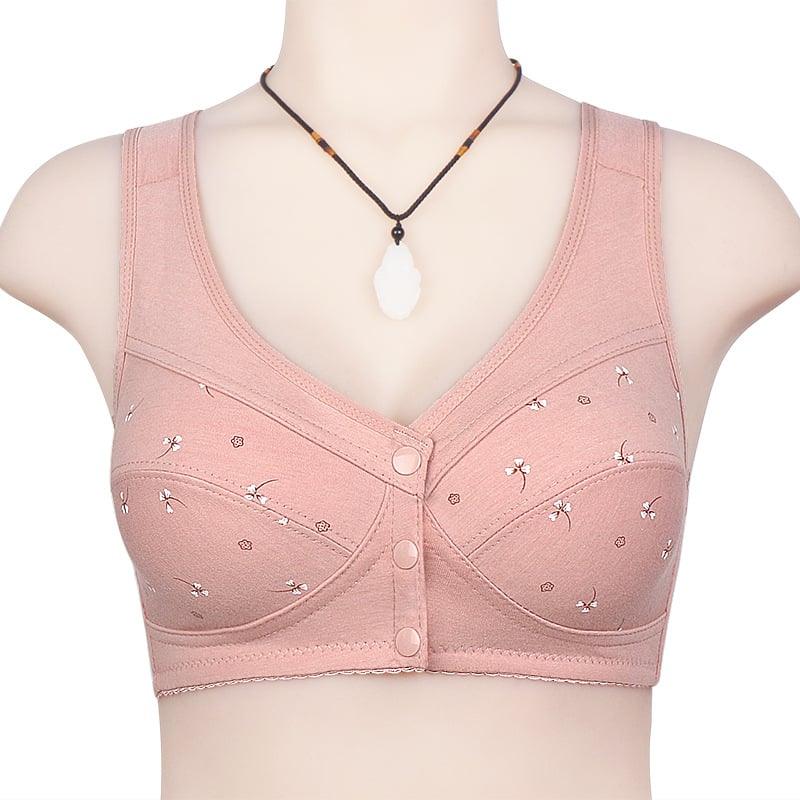 Three Arenzza women's senior front closure cotton bras in white, featuring comfortable design and soft fabric.