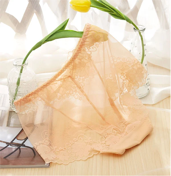 Arenzza women's silk lace handmade panties in soft pink with intricate lace detailing, showcasing elegant and comfortable women's underwear.