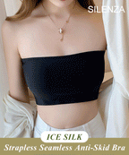 Aarenza women's strapless ice silk seamless anti-skid bra, shown in a close-up image highlighting its comfortable, smooth fabric and fit.