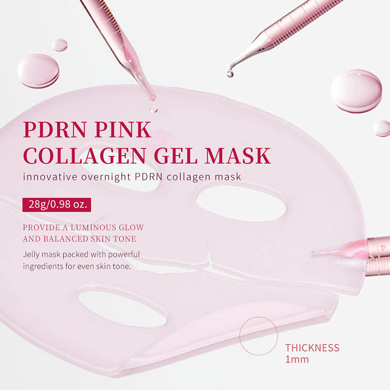 Pink collagen gel mask by Aurenza Shop, showing a smooth, deep pink facial mask in a clear jar with a lid.