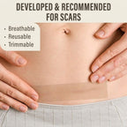 Aurenza DermaShield™ Pro Scar Matrix device with a sterile, transparent silicone sheet designed for scar treatment.