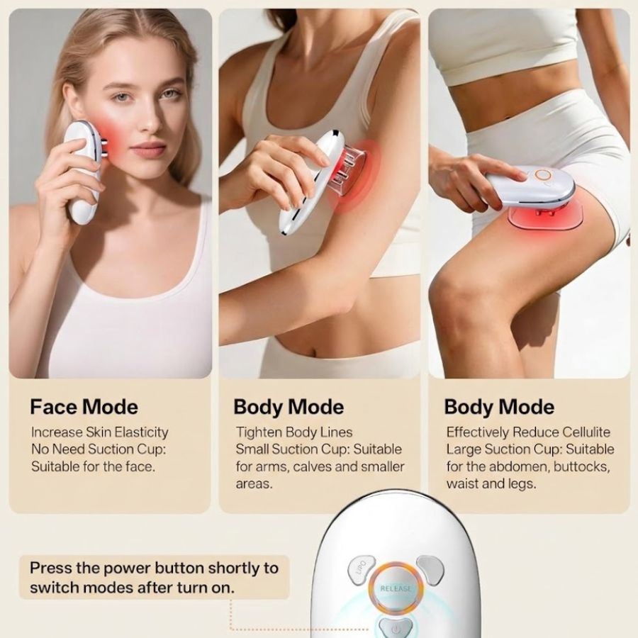 Aurenza LumaShape™ 3-in-1 Sculptor device with sleek design, used for contouring and skin toning treatments.