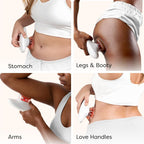 A woman applying the LumaShape™ 3-in-1 Sculptor by Aurenza Shop, demonstrating its use for body contouring and sculpting.
