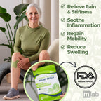 Aurenza FlexiKnee™️ natural knee pain patches applied to a person's knee for relief and support.