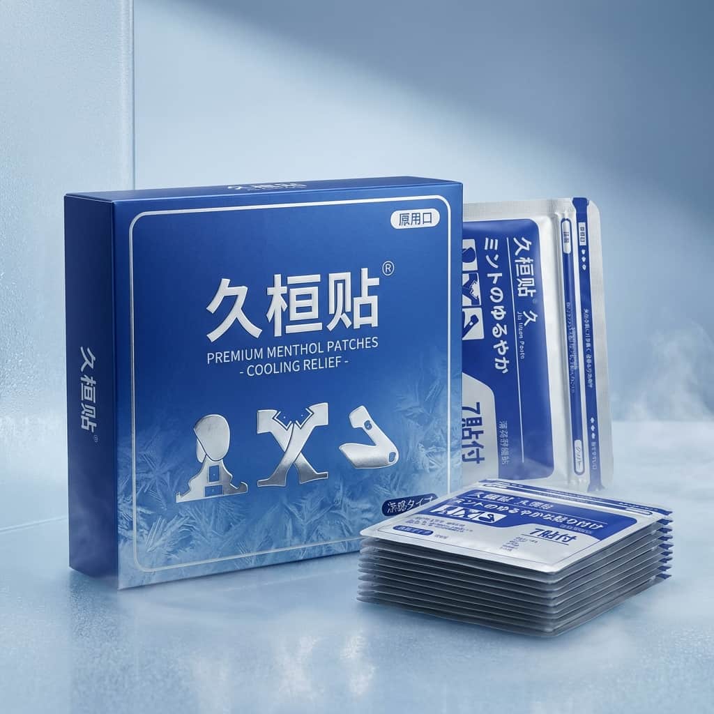 Japanese Pain Patches from Aurenza Shop, high absorption glucosamine, chondroitin, and herbal ingredients for pain relief.