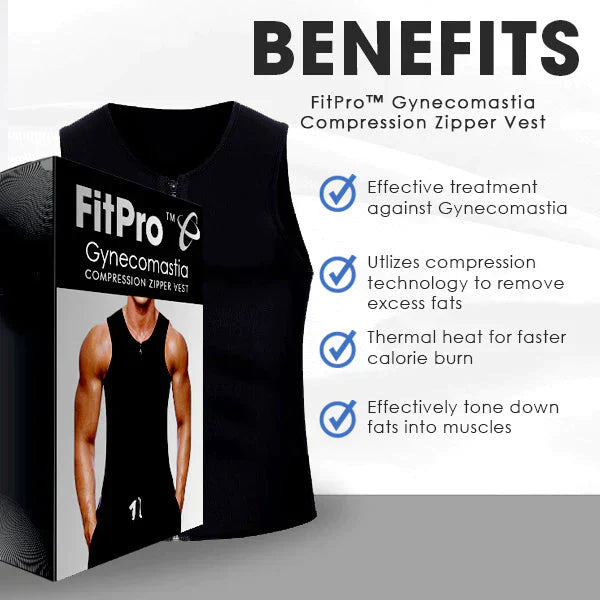 Aurenza FitPRO Gynecomastia Reduction Compression Vest shown on a mannequin, highlighting the snug fit and supportive design.