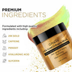 Aurenza Shop 24K anti-aging lift and firm face mask in a sleek jar, designed for quick 5-minute luxury skin treatment.