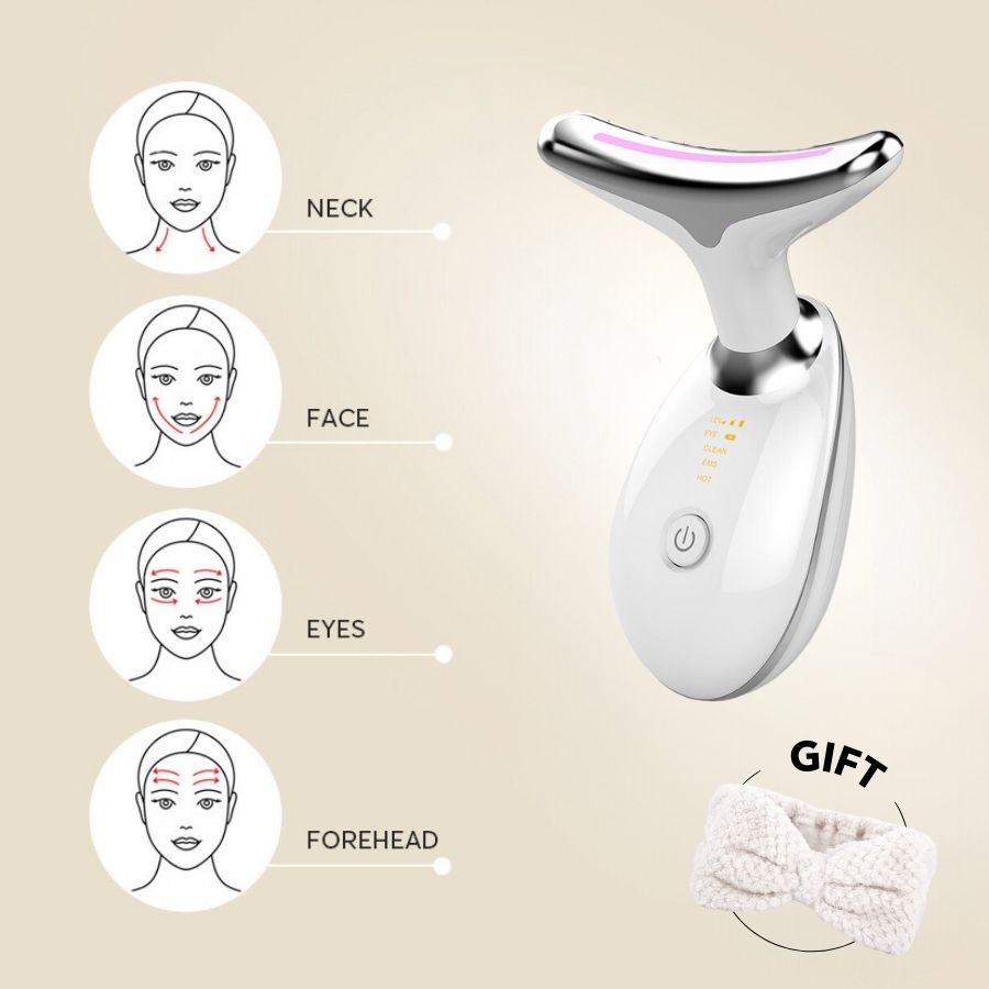 Aurenza Shop 3-in-1 mini facial toning and rejuvenation device with sleek design and multiple attachment heads for skin care.