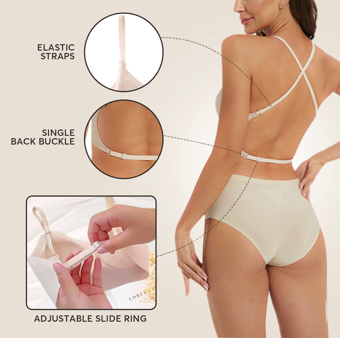 Aurenza Shop SkinHaven VersaForm seamless bra in nude, showing smooth fabric and supportive design on a mannequin.