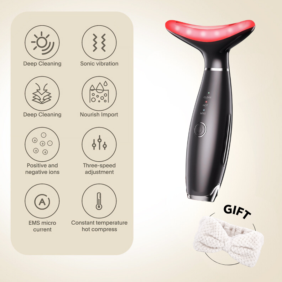 Aurenza 7-in-1 facial toning and rejuvenation galvanic sculptor device with multiple treatment heads for skin care.