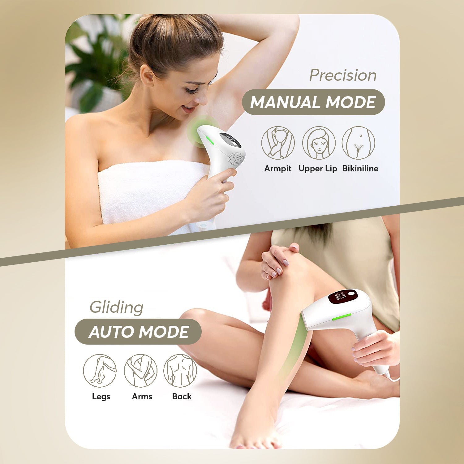 Aurenza Shop IPL hair removal device with a sleek handheld design, suitable for at-home skin hair removal treatments.