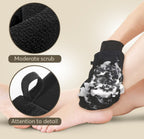 Two Aurenza Shop exfoliating glove body scrubbers in black mesh for gentle skin exfoliation and smooth, refreshed skin.