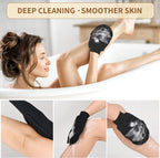 Aurenza Shop exfoliating glove body scrubber set with two textured natural fiber gloves for gentle skin exfoliation.