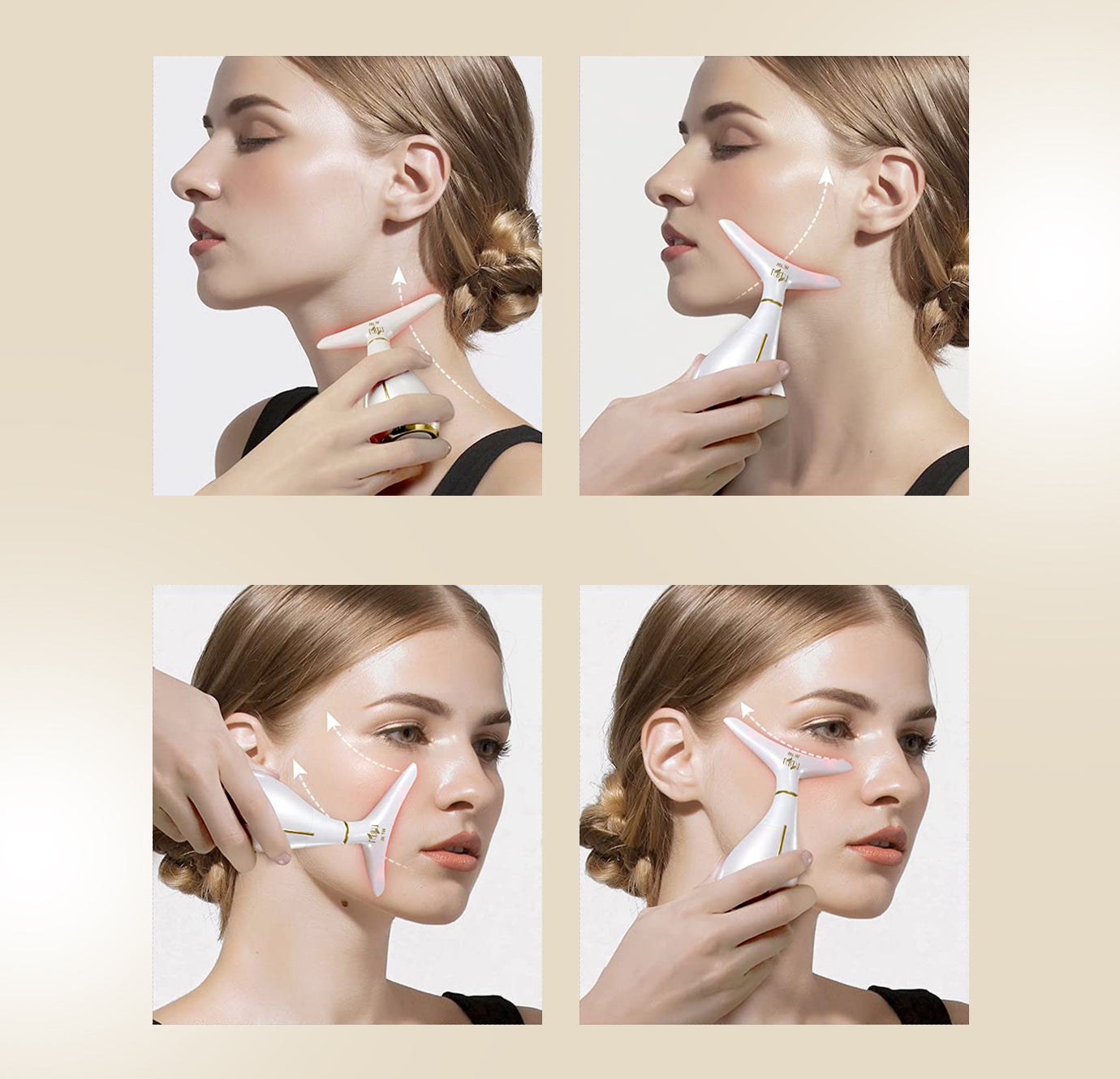 Aurenza Shop 3-in-1 Mini Facial Toning and Rejuvenation Device showing compact design and multiple treatment attachments.