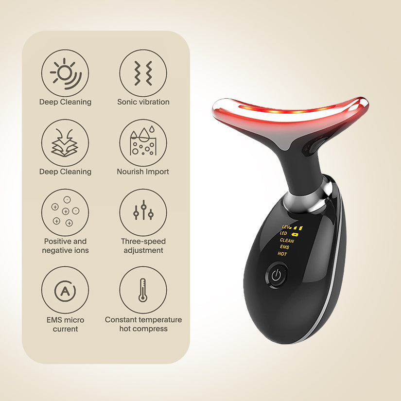 Aurenza Pro 3-in-1 mini facial toning and rejuvenation device with sleek design and multiple treatment heads for skincare.