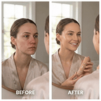 Aurenza Shop AURA™ Pro-Adapt Perfecting Veil applies a smooth, flawless finish to the skin in a before-and-after comparison.