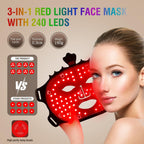 Aurenza Shop The Face Mask Light Therapy Gen.2 showing a white LED light therapy mask with adjustable straps on a model's face
