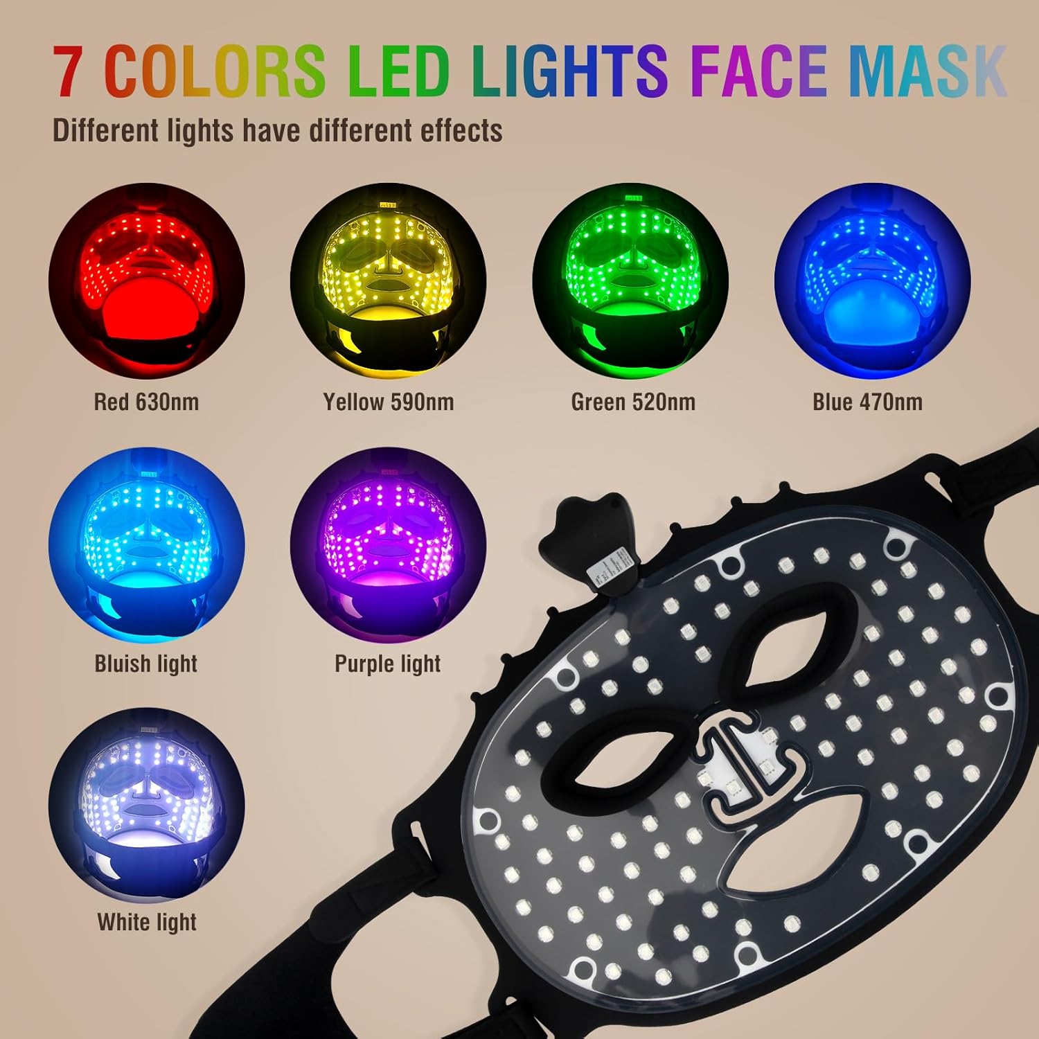 Aurenza Shop Face Mask Light Therapy Gen.2 showing a futuristic LED light therapy mask with adjustable straps.