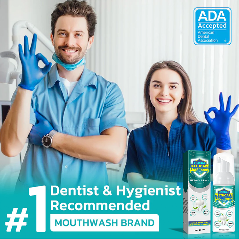 Aurenza Shop herbal teeth care mouthwash bottle with herbal ingredients, designed for oral health and fresh breath.