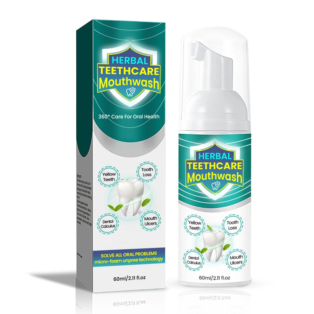 Aurenza Herbal TeethCare Mouthwash bottle with herbal ingredients, designed for oral health and fresh breath.