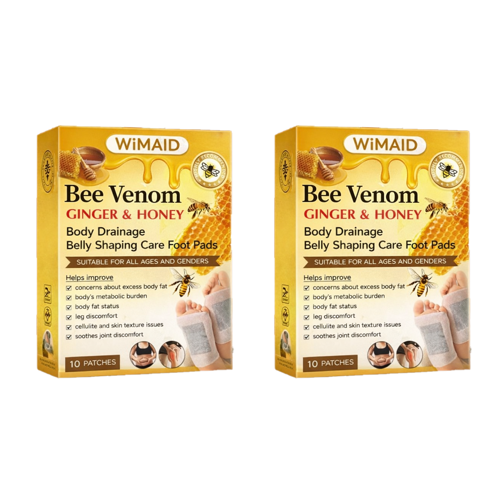 A set of ten Bee Venom Ginger Herbal Foot Patches by Aurenza Shop displayed on a white background.