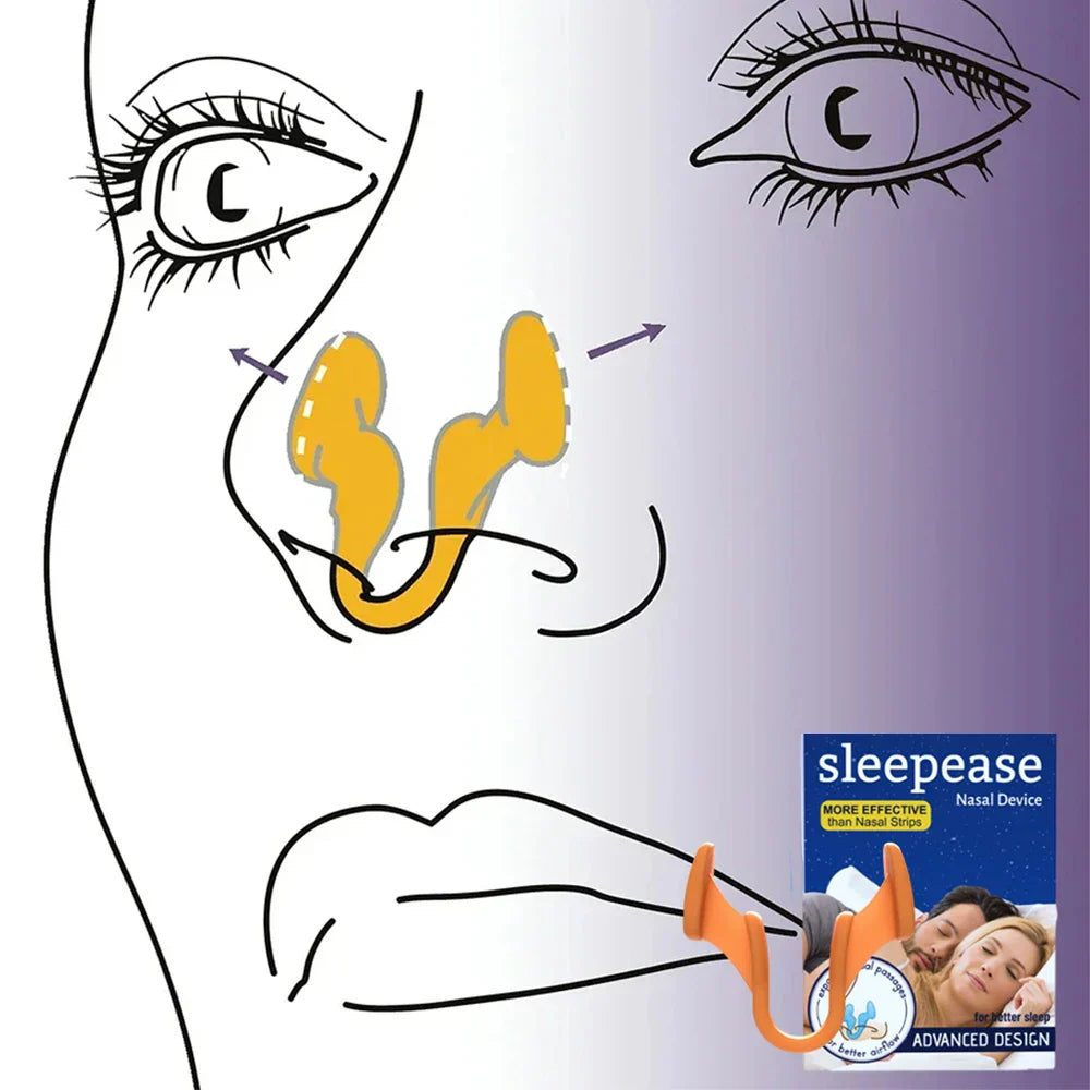 Aurenza Shop silicone nose clip nasal dilator for anti-snoring and easier breathing, designed to improve sleep and reduce snoring.