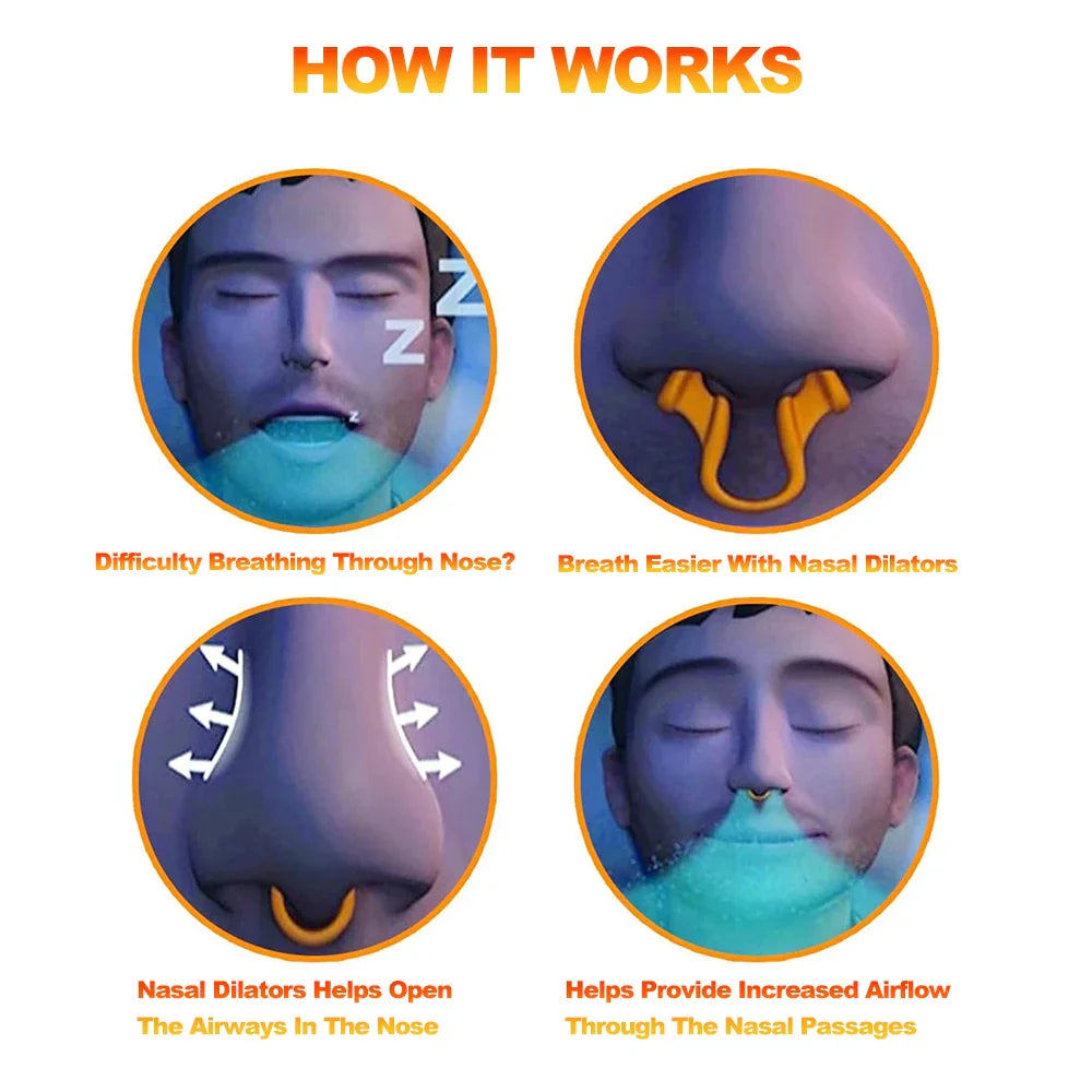 Aurenza Shop silicone nose clip nasal dilator for snoring relief, designed to improve breathing and reduce nasal congestion.