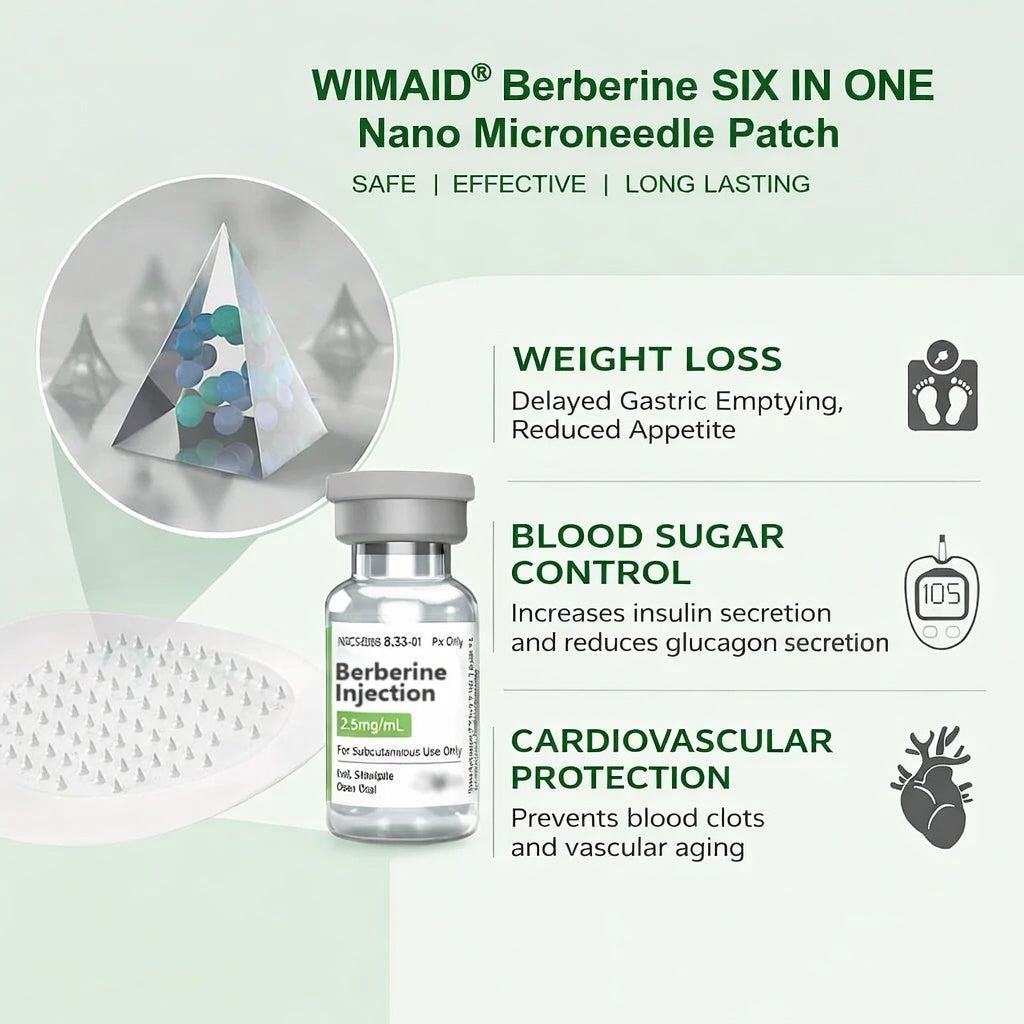 Aurenza Shop USA Doctor Recommended 6-in-1 Nano Micro Needle Patch with calming herbal ingredients, shown on skin.