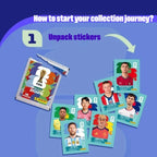 Official FIFA World Cup 2026 Panini sticker collection album featuring colorful football star stickers and cards.